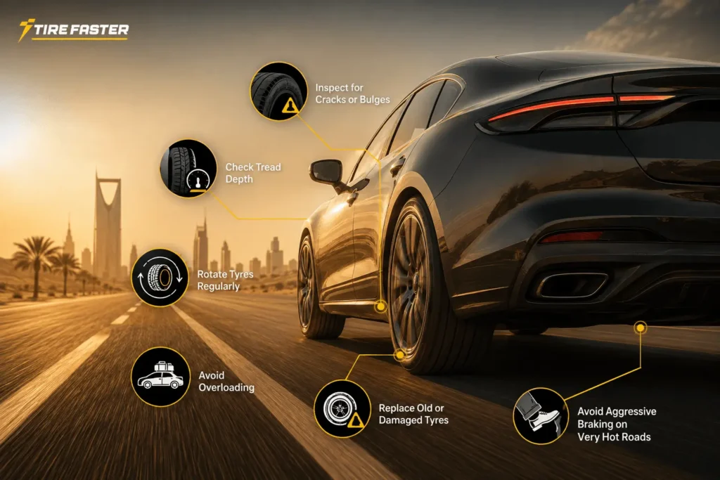 Correct Tyre Pressure in Saudi Summer